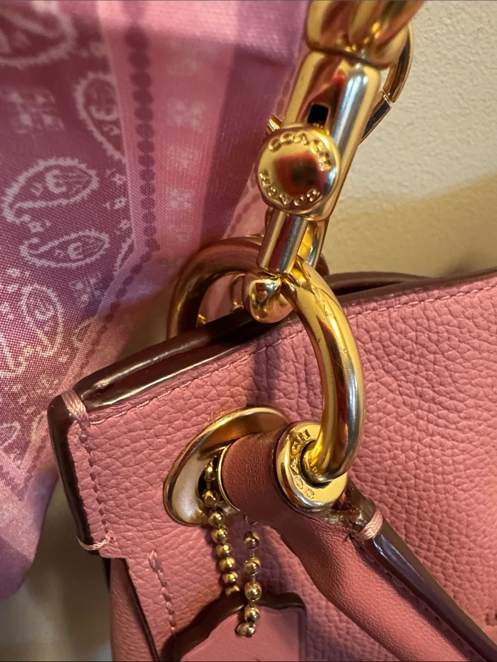 Coach Clarkson Hobo 24947 Rose Pink Pebble Leather Convertible Shoulder Bag
